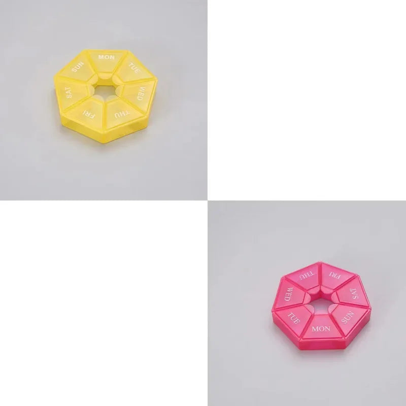 1/2/3Pcs A Week 7 Corners Pill Box Round 7 Boxes For One Week Small Pill Box Mini 7 Days Portable Points Medicine Jewelry Box