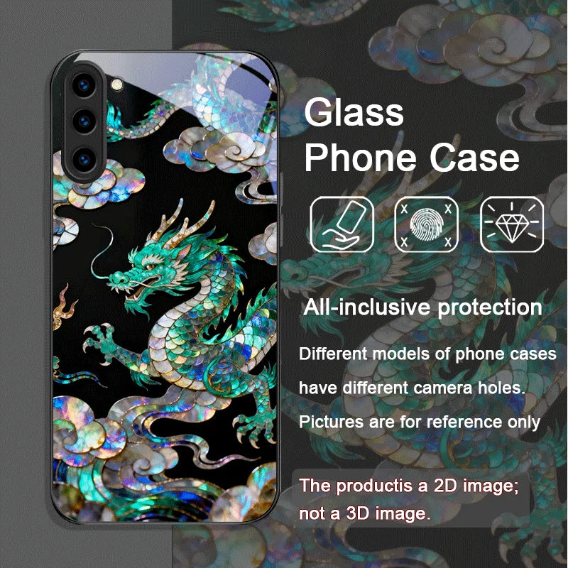 Stylish Tiger Dragon Marble Texture Printed Tempered Glass Phone Case for Samsung Galaxy S25 Ultra S24 S23 Plus S22 S21 FE Cover