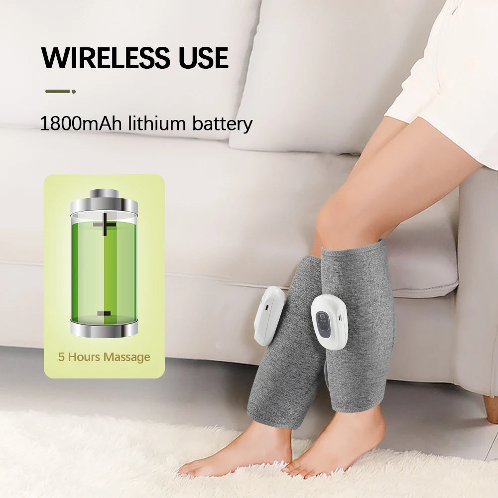 Wireless 360° Air Pressure Calf Massager Eletric 3 Mode Airbag Compresstion Leg Massage Foot Calf Muscle Relax Blood Circulation