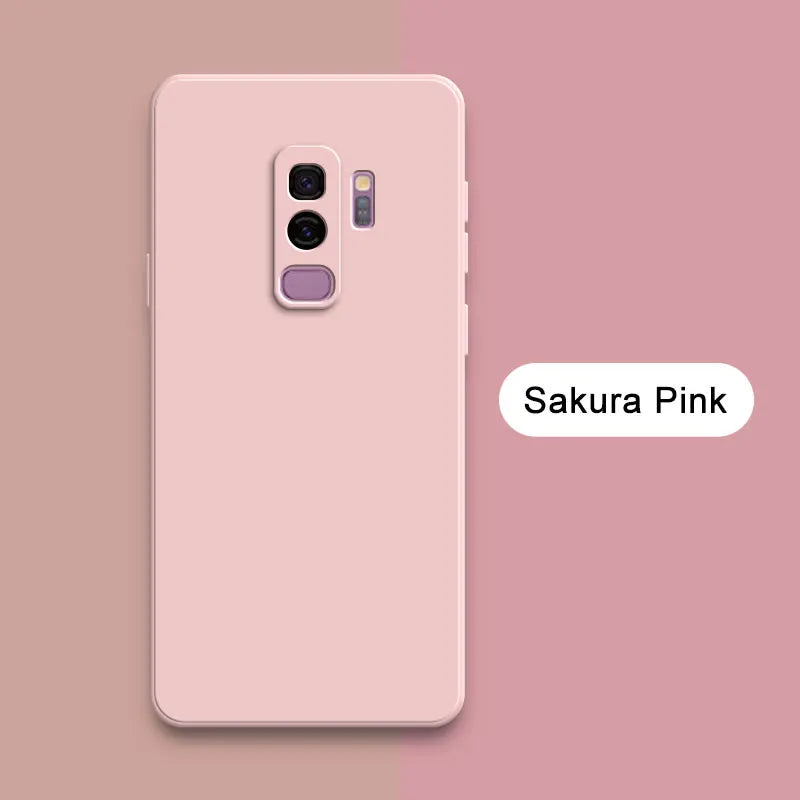 Square Liquid Silicone Back Cover for Samsung Galaxy S9 Plus Camera Protective Soft Shockproof Phone Case SamsungS9 S9Plus Funda