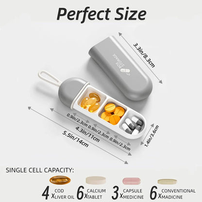 1/2PCS Pill Organizer 3 Compartments Portable Pill Case Travel Moisture Proof Pill Box for Tablets Vitamins Cod Liver Oil