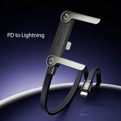 27W PD to Lightning Fast Charging Cable Foldable Stand Charge 2-in-1 Type-C to Lightning Charging Data Wire For iPhone 14 13 12