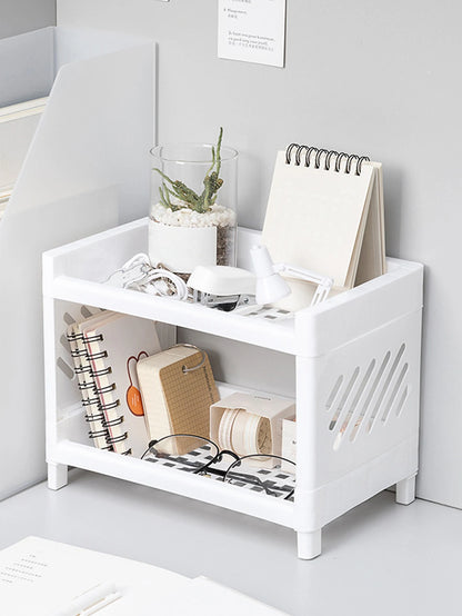 2-Tier PP Desktop Storage Rack – Desk Organizer