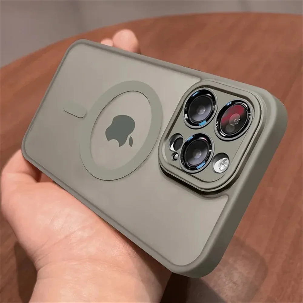 Matte Translucent Lens Protection MagSafe iPhone Case – Full Coverage for iPhone 11–16 Series