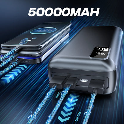 hganus 22.5W Power Bank 50000mAh QC PD3.0 Fast Charging Powerbank Portable Charger External Battery For iPad iPhone17 Xiaomi