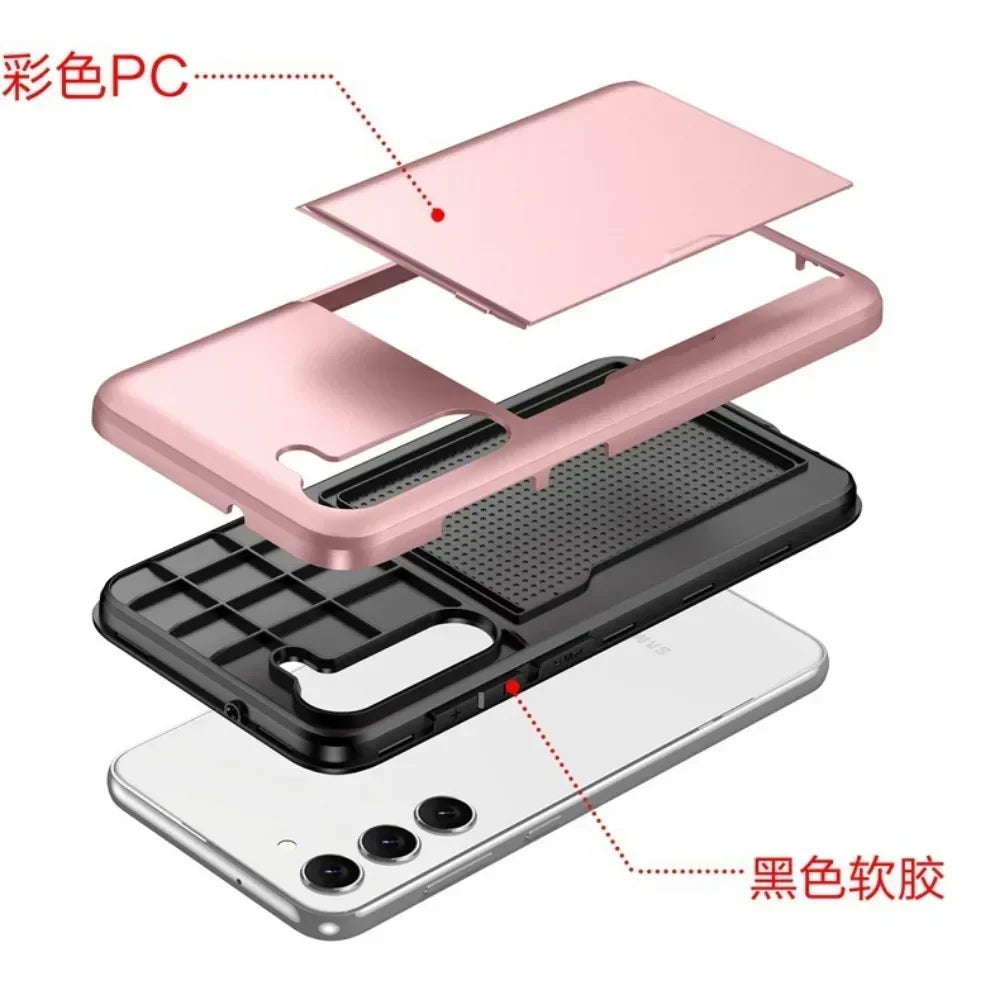 For Samsung Galaxy S26 S25 S24 Ultra S22 Plus S23 S21 S20 FE Note 20 A17 A55 Wallet Cover Card Holder Slot Shockproof Phone Case