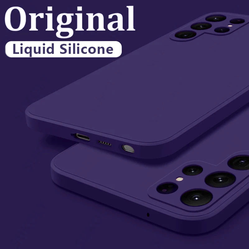 Case For Samsung Galaxy S26 S24 S23 S22 S25 Ultra S24 FE A57 A56 A55 A16 A17 5G S25 Edge Shockproof Liquid Silicone Phone Cover