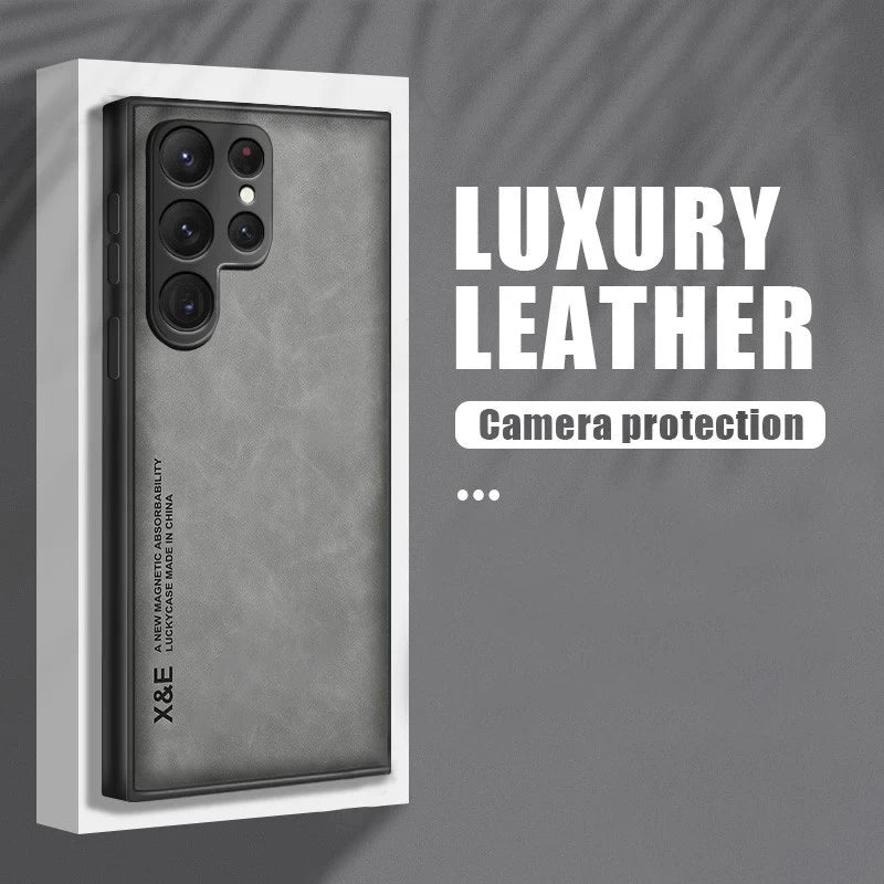 Sheepskin Magnetic Case For Samsung S26 S25 S24 Ultra S22 Plus S21 FE Cases For Samsung S23 Ultra Note 20 10 Leather Phone Cover