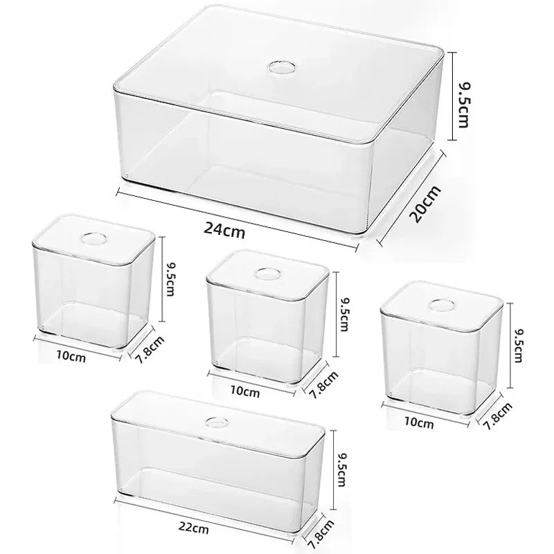 Clear Drawer Organizer Sets Acrylic Box Plastic Storage Box Stationery Makeup Organizer Boxes Transparent Storage Box Bins
