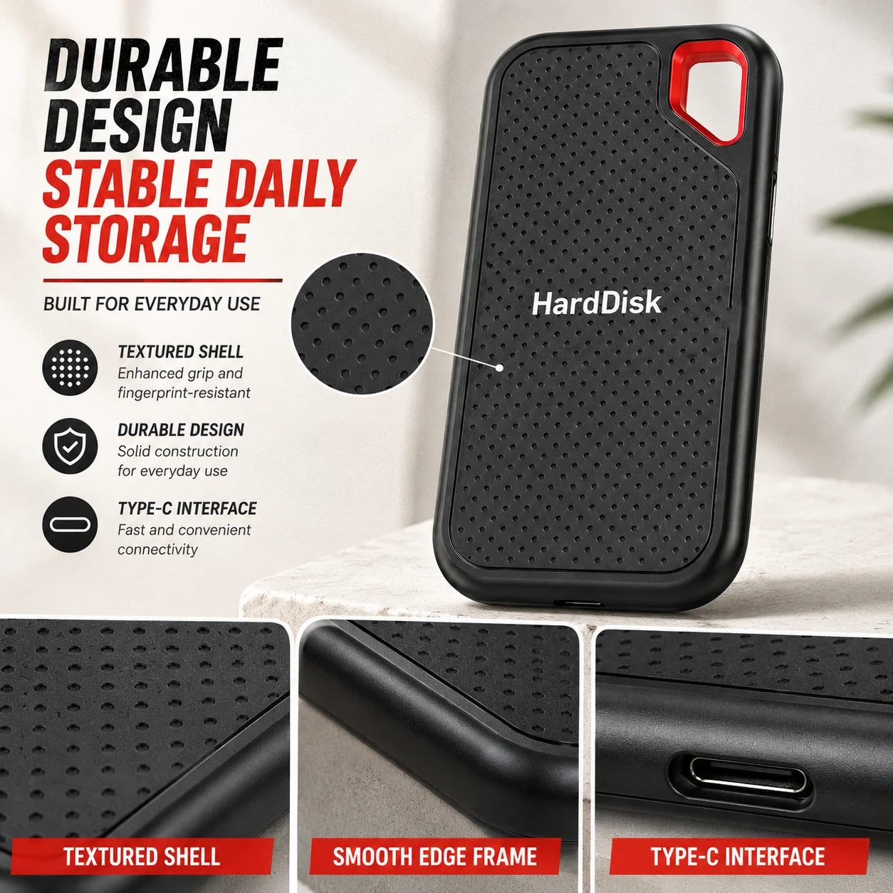 Light Pocket External Hard Drive1TB Hard Disk Storage Device Compatible SSD for MAC PC