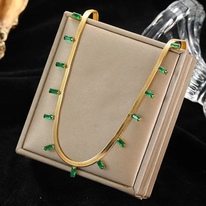 GANEMLY Clover Flower Zircon Necklace – 316L Stainless Steel Waterproof