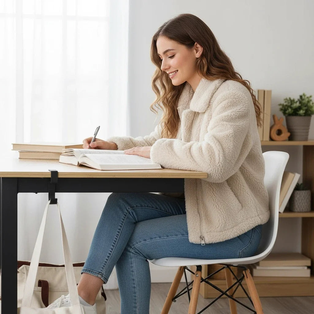 5-Shaped Portable Desk Hook | Punch-Free Table Edge Hanger for Handbags, Umbrellas | Student & Office Home Organizer