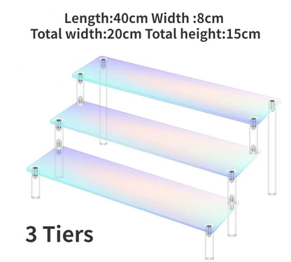 1-5 Tier Iridescent Acrylic Display Risers Stand Shelf for Figures Collectibles Cupcakes Perfumes Jewel Decorating & Organizing