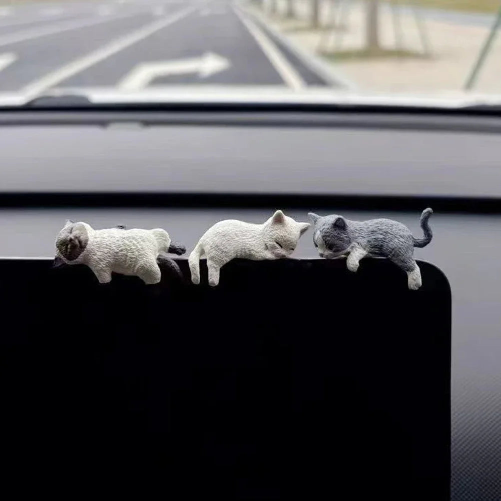 Sleeping Cat Car Ornament – PVC Dashboard & Console Decor