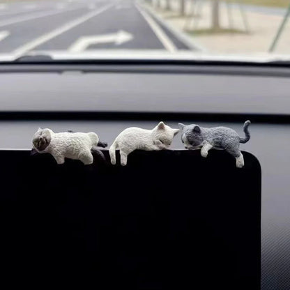 Sleeping Cat Car Ornament – PVC Dashboard & Console Decor