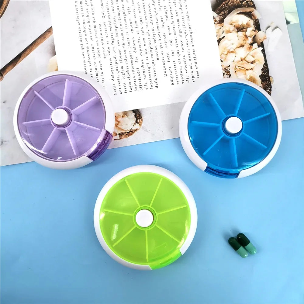 Portable Pill Box Weekly Rotating Split Fruit Points Drug Carry With You Mini Medicine Boxs Medicine Travel Pillbox