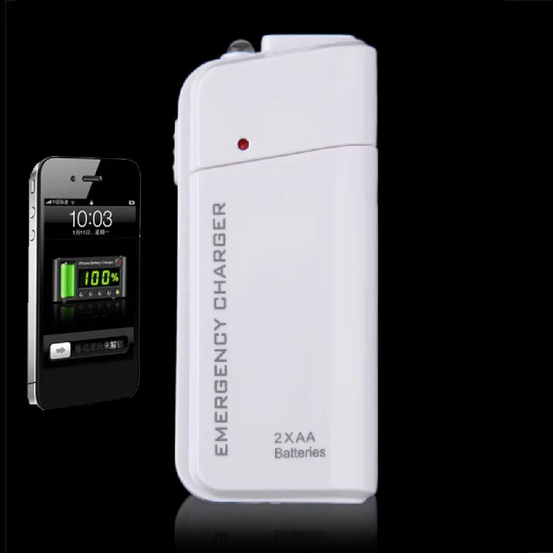 USB Emergency 2 AA Battery Extender Charger Power Bank Power Case for iPhone Mobile MP3 MP4 Black White