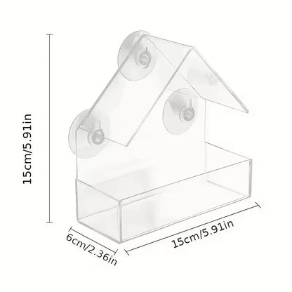 Transparent Bird Feeder Birds House for Outdoor Window Bird Feeder with Strong Suction Cups for Wild Birds, Cardinal Bluebird