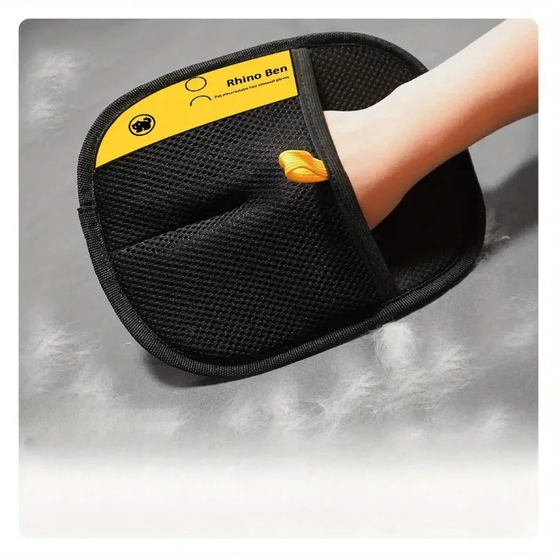 2 Pieces Double Sided Pet Grooming Gloves Fur Absorb Cleaning Mitt Practical Cat Hair Care Tool For Daily Pet Combing