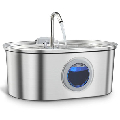 3.2L stainless steel cat water dispenser window has water level, which can be observed, suitable for many cats and dogs