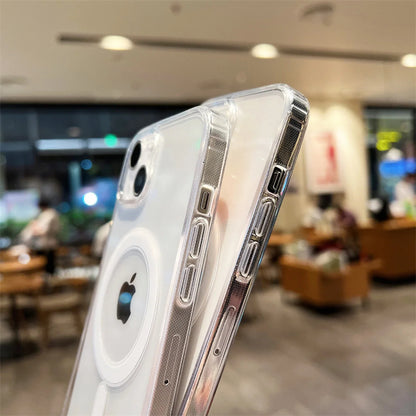 Magnetic Transparent Silicone iPhone Case – Shockproof Soft TPU Cover for iPhone 11–17 Series