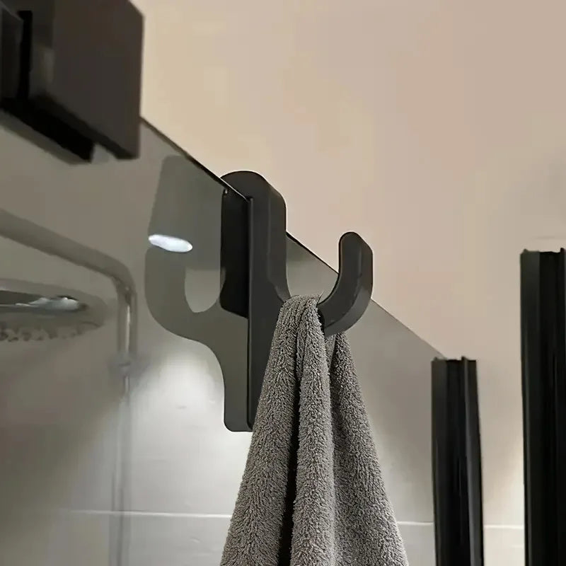 1-4PC 3D Shower Door Towel Hook Clamp On Shower Door Hook No-Drill Bathroom Hanger for Clothes Towel Bathrobes Home Organizer