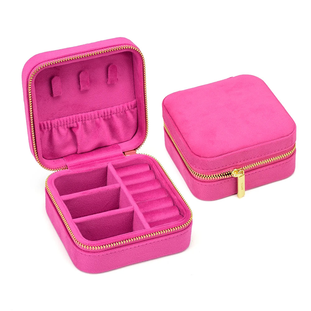 TAIMY Vintage Velvet Jewelry Box – Travel Organizer with Mirror (Retro Green)