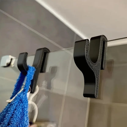 1-4PC 3D Shower Door Towel Hook Clamp On Shower Door Hook No-Drill Bathroom Hanger for Clothes Towel Bathrobes Home Organizer