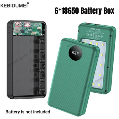 Dual USB Type C Power Bank Shell 5V DIY Shell 18650 Holder Cases Detachable Battery Charge Storage Box With Camping Lights