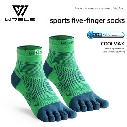 WRELS Coolmax Sports Socks Comfy Elastic Shock-proof Breathable Run Knitted Socks High Performance Athletic Five Toe Socks