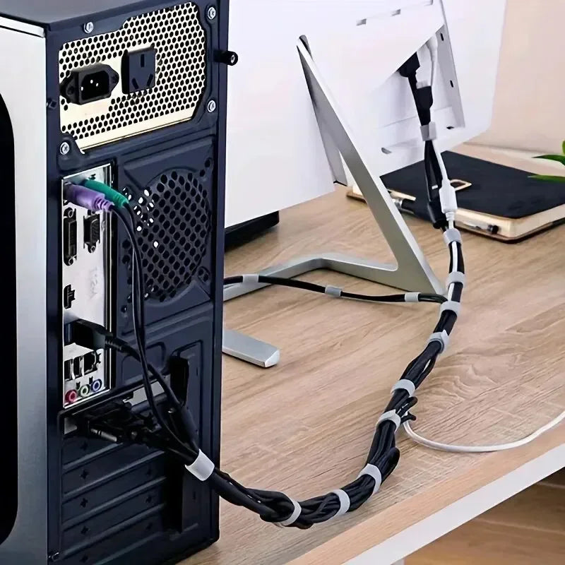 1/5M Cable Organizer Cable Management Wire Winder Tape Earphone Mouse Cord Management Ties Protector For iPhone Xiaomi Samsung