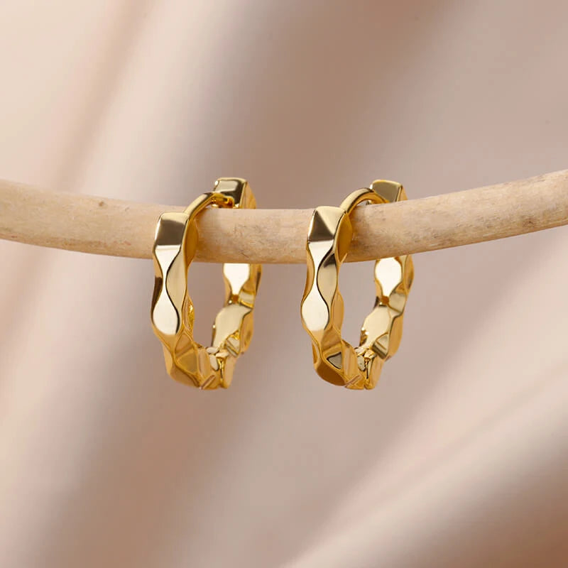 Heart Stainless Steel Earrings for Women – Gold Color Hoop Earring with Zircon, Waterproof & Trendy