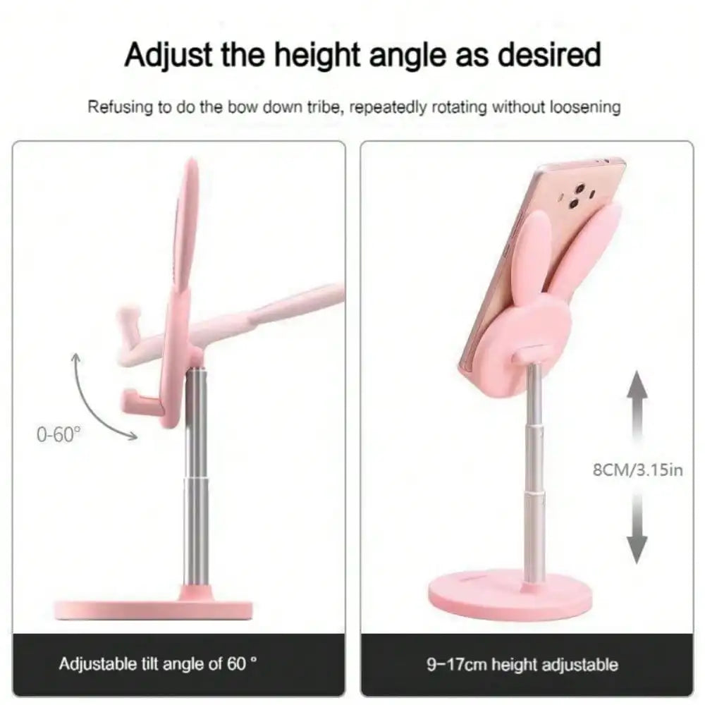 Adjustable Foldable Rabbit Shaped Phone Holder For Bathtub Phone Holder for Desk Lovely Rabbit Ear Cell Phone Stand For iPhone Samsung Universal Adjustable Phone Stand