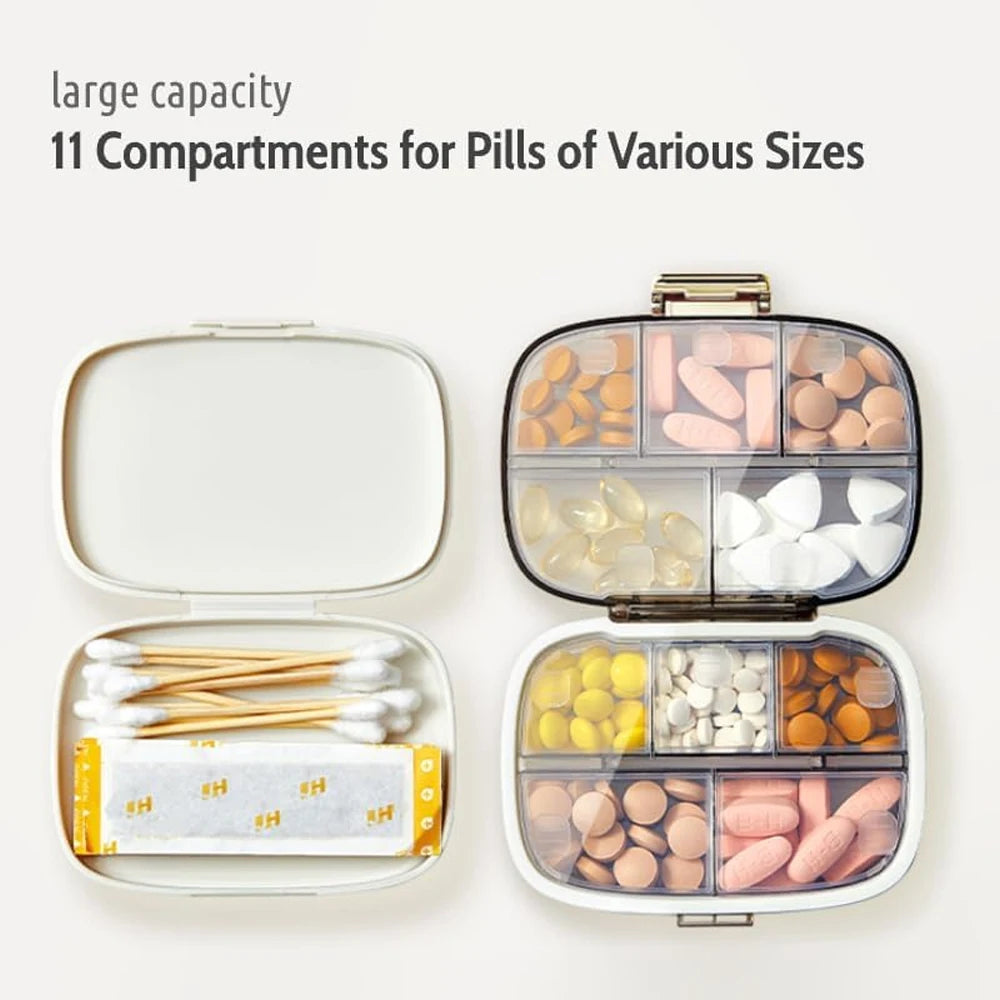 1Pcs Travel  Pill Organizer,10 Compartments Pill Box Portable Folding Small Pill Case for Carry Storage Daily Medicine Organizer