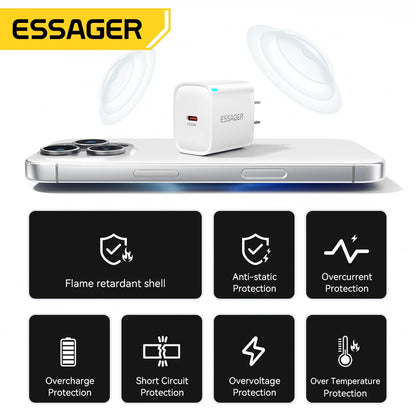 Essager Mini 30W Type C Charger PD QC3.0 Fast Type C Charger For iPhone 16 15 14 13 Pro Samsung S25 Xiaomi iPad Travel Adapter