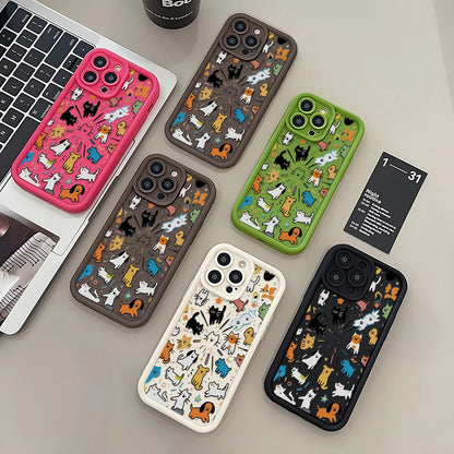 Painted Phone Case for Apple iPhone 17 16 15 14 13 12 11 Pro Max 7 8 Plus SE Air Cases Minimalist Cartoon Animals Doodle Style