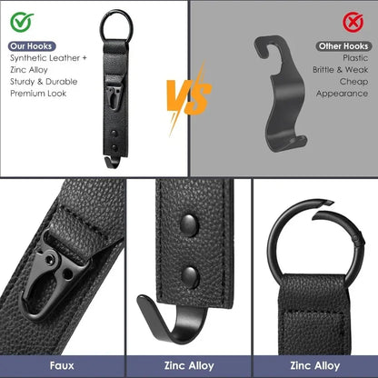 Car Interior Accessories PU Leather Hooks Storage Clips Front Seat Headrest Organizer Holder Auto Fastener Hangers Space Saving