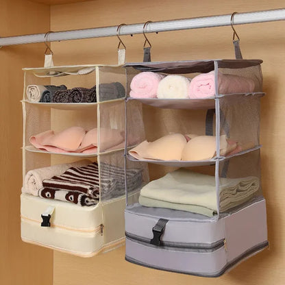 3-in-1 Travel Clothes Storage Hanging Bag - Large Capacity Garment Organizer for Underwear, Socks & Clothes, Hanging Design