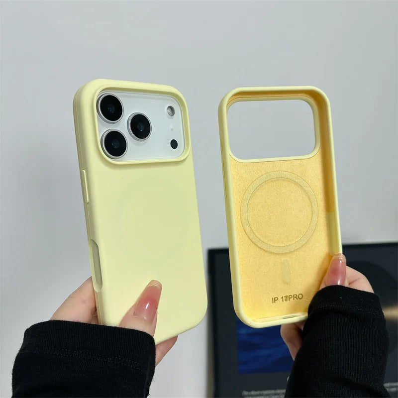 Magnetic Liquid Silicone Case for iPhone 17/17 Air/17 Pro/17 Pro Max For Magsafe Big Camera Hole Cover Shockproof Protective