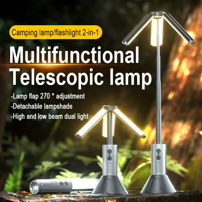 Portable Telescopic LED Flashlight Rechargeable Folding Searchlight for Outdoor Car Repair Camping Tent Lighting