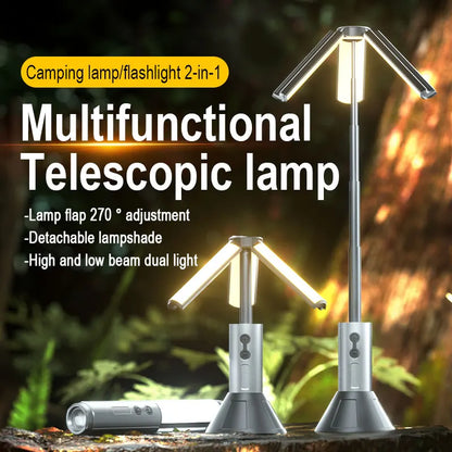 Portable Telescopic LED Flashlight Rechargeable Folding Searchlight for Outdoor Car Repair Camping Tent Lighting