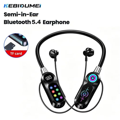 Color Screen Bluetooth 5.4 Earphones Neckband Headphones Wireless Headsets Noise Reduction Earbuds for Live Earphone Monitor