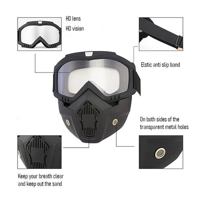 Motocross Goggles Outdoor Unisex Cycling Riding Skiing Windproof Goggles Eyewear With Detachable Mask Protection Motorcycle