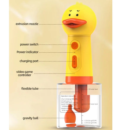 Automatic Pet Foam Dispenser, Yellow Duck Shaped Electric Foam Machine, USB Charging Pet Grooming Accessory