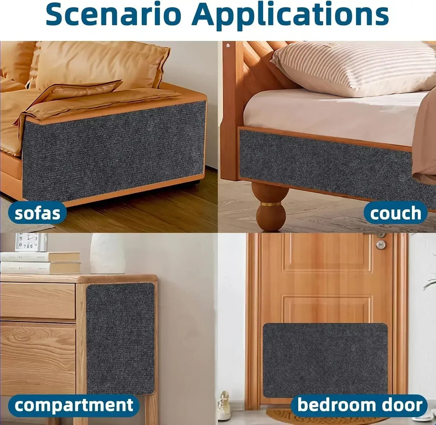 Self-Adhesive Cat Scratching Board Trimmable Cat Carpet Mat Anti Cat Scratcher Furniture Couch Corner Indoor Sofa Wall Protector