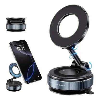 Car Phone Holder with Vacuum Adsorption and Magnetic Suction, New 2026 Model, for In-Car Navigation.
