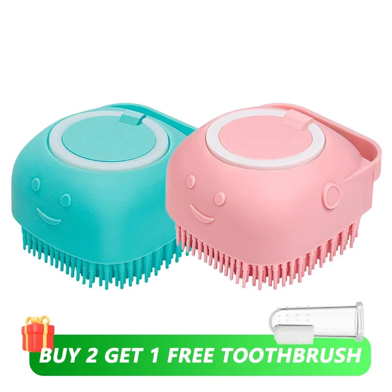 Silicone Dog Bathing Brush with Shampoo Dispenser