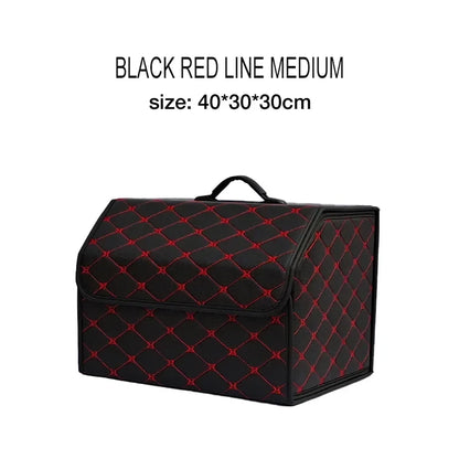 Car Trunk Organizer Box Large Capacity Auto Multiuse Tools Storage Bag Stowing Tidying Leather Folding For Emergency Storage Bo