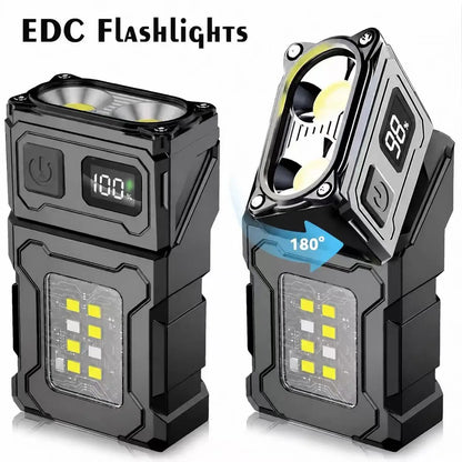 MINI USB Rechargeable LED Flashlight Portable Tail Magnet Work Light Super Bright Camping Lantern Side COB Emergency Torch Light