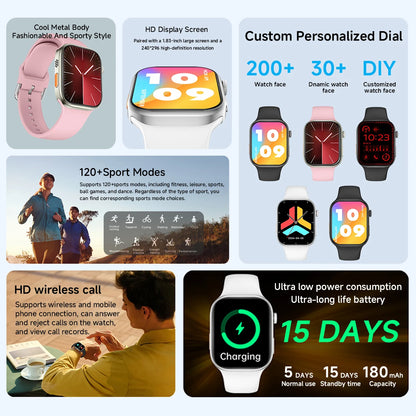Smart Watch, Wireless Call, HD Screen, Outdoor Fitness Tracker, Sports Mode,Sedentary Reminder, Message Push, Music Control, Suitable for Android & iPhone, Unisex, Ideal as a Gift